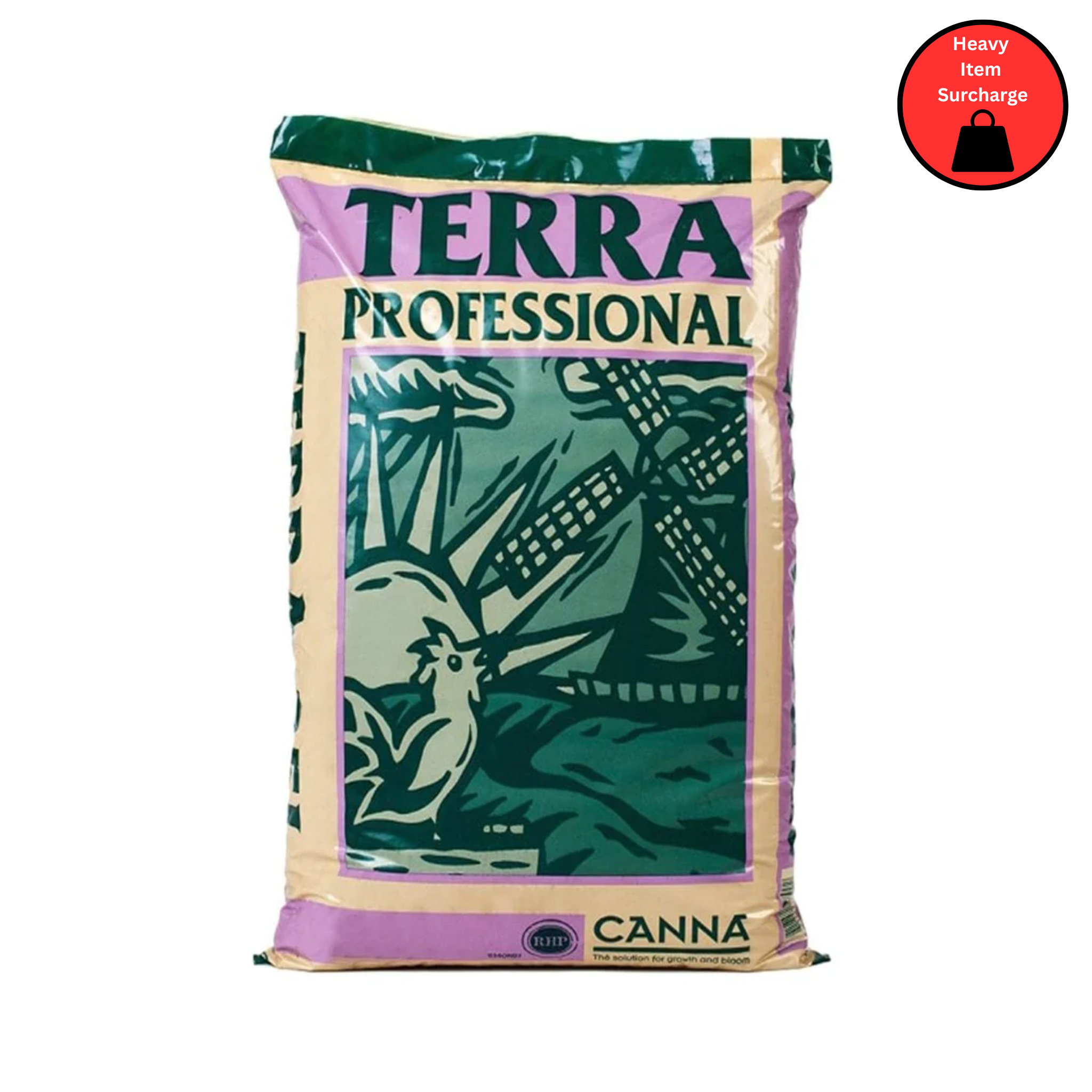 A bag of Canna Terra Professional soil mix with a graphic of a plant on the front.