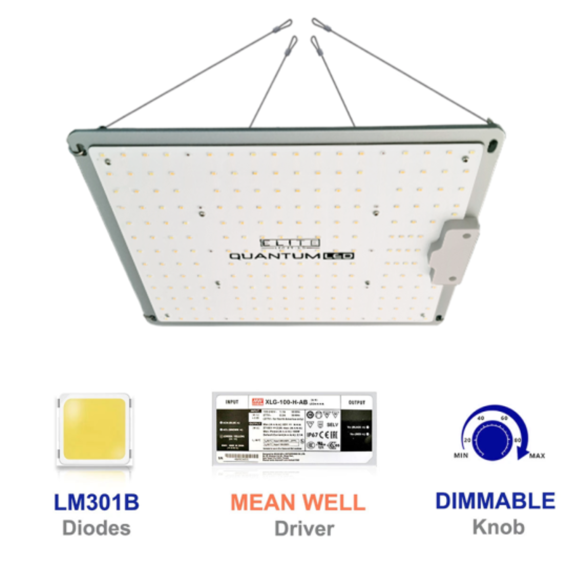 Elite Quantum 100W LED grow light hanging for hydroponics with Samsung diodes