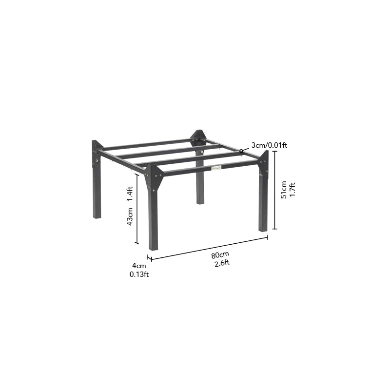 Black metal vegepod medium stand with dimensions on a white background