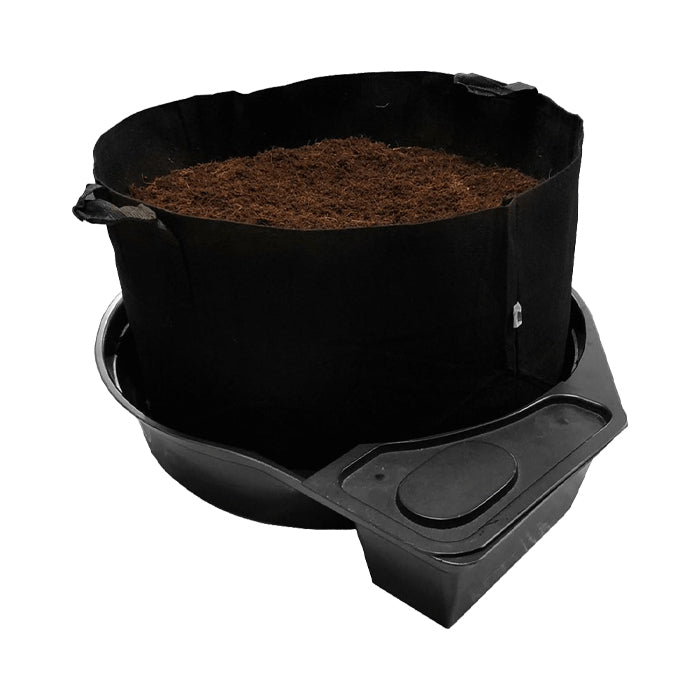 A megapot with a root pouch filled with soil