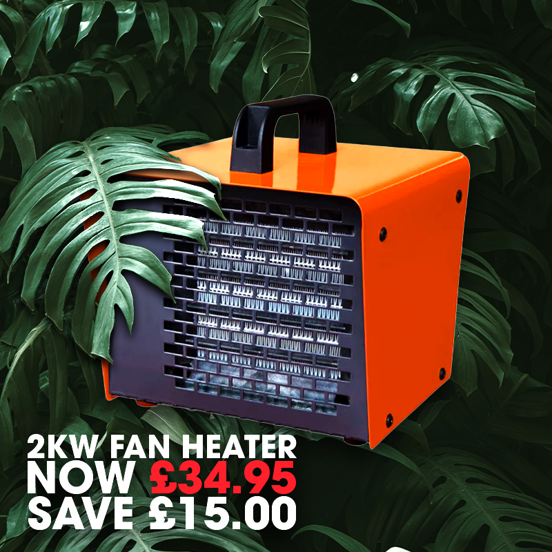 2 kW electric fan heater for greenhouse temperature control in hydroponics setup