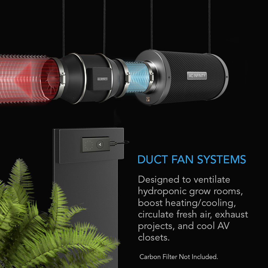 8 inch inline fan connected to carbon filter ventilation system