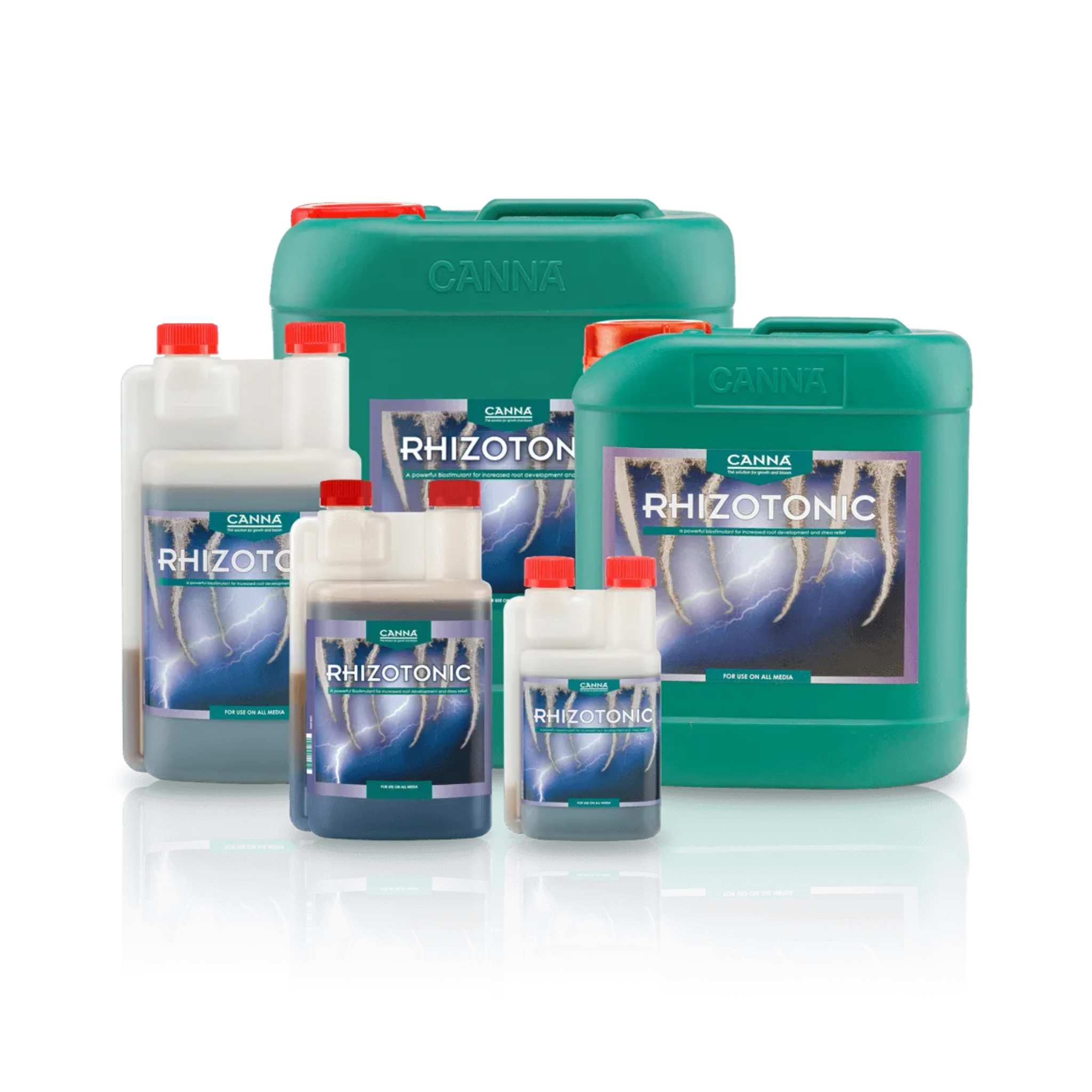 Canna Rhizotonic products on a white background