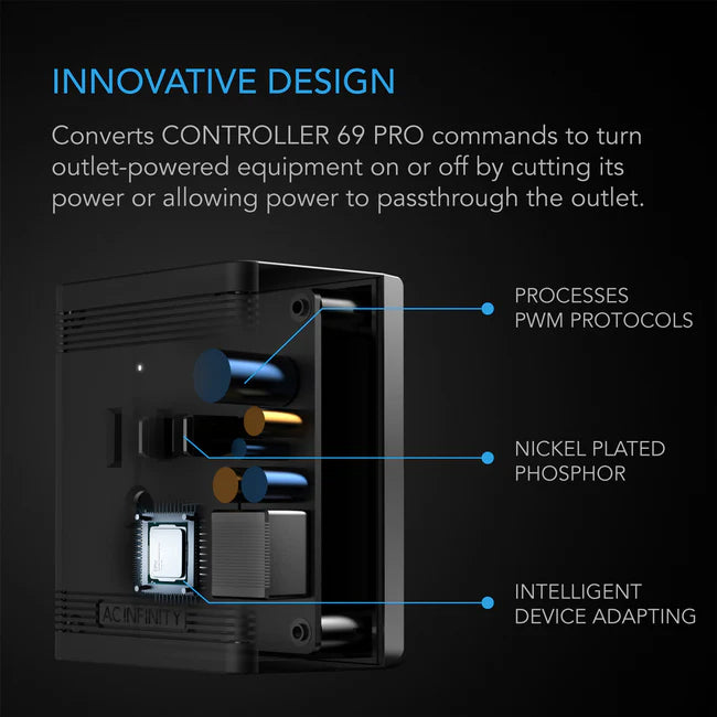 Technical diagram of an electronic component with labeled features on a dark background