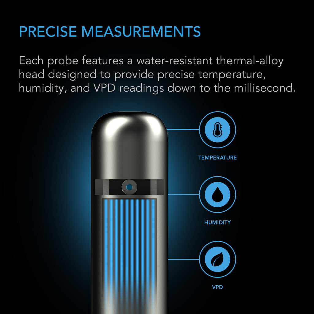 Sensor extension cord measuring temperature and humidity in HVAC ductwork