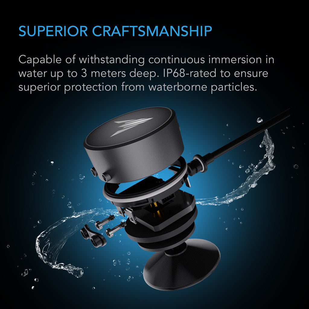 Water sensor mounted with suction attachment for grow tent setup