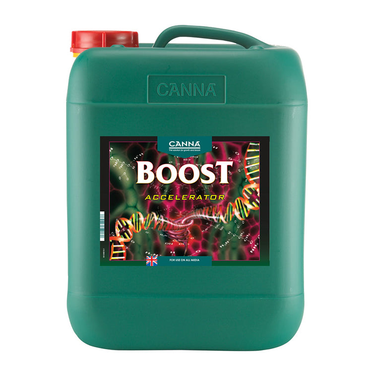 5L Green canister labeled 'Canna Boost Accelerator' on a white background