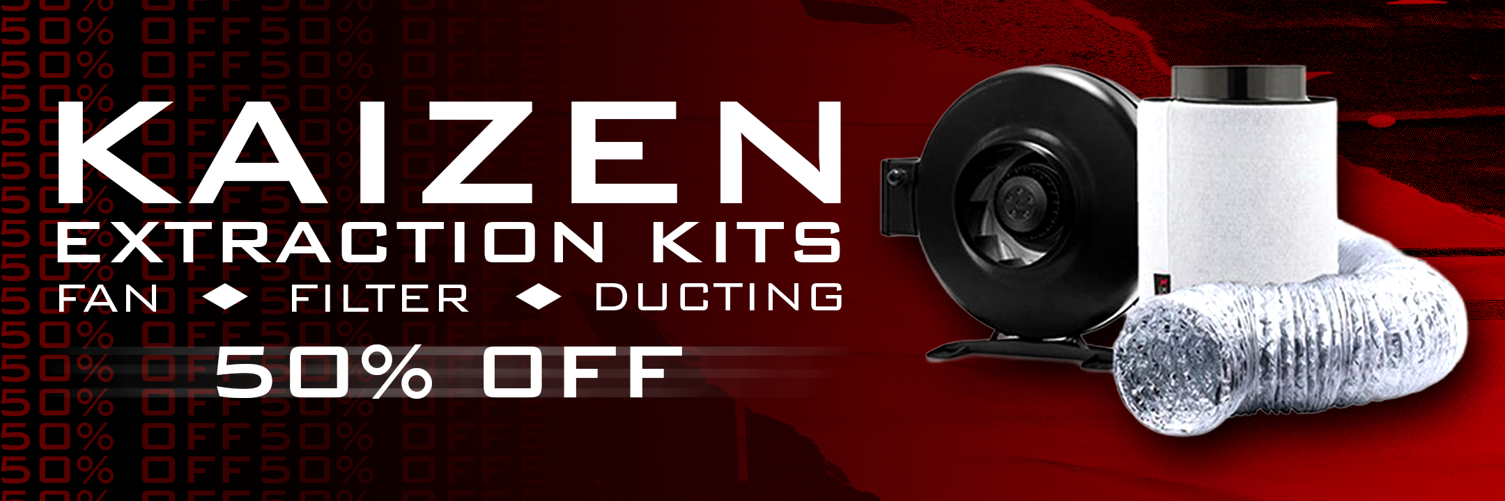 Kaizen fan and carbon filter extraction kit for grow room ventilation