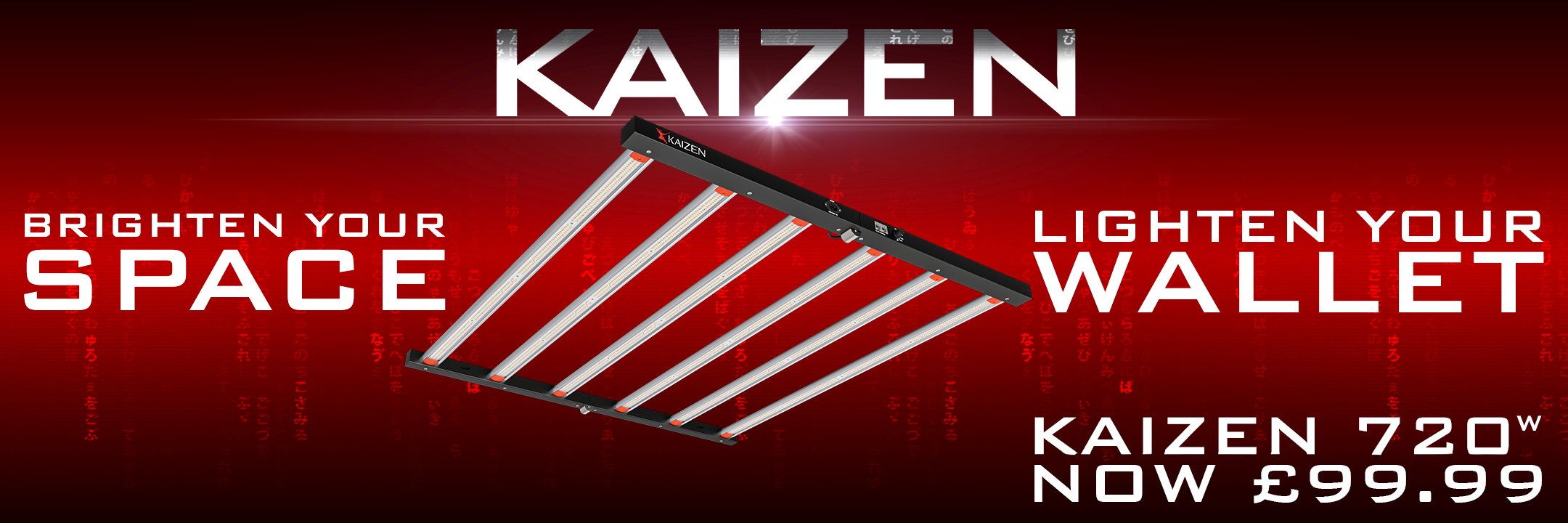 KAIZEN 720W LED grow light with 6-bar design for high efficiency hydroponic grow rooms