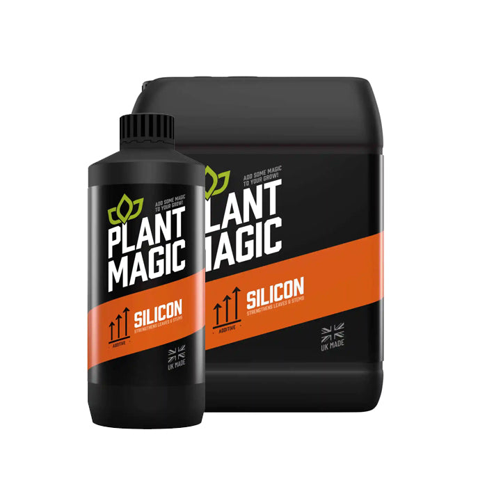Two bottles of Plant Magic Silicon, a silicon-based plant growth enhancer.